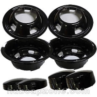 Set of 4 Black 2003-2019 Dodge Ram 3500 liners and center caps for 17" wheels.